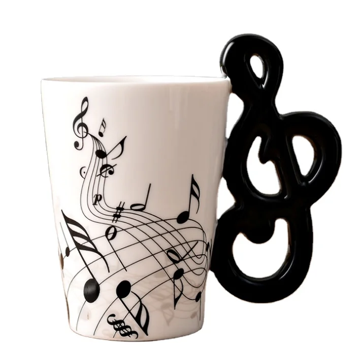 Ceramic Cup Personality Music Note Mug Coffee Tea Cup Water Bottle Unique Gift Home Cafe