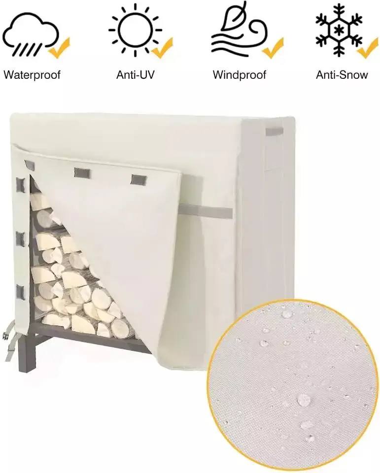 Factory Custom Size Outdoor Log Rack Cover Weatherproof Firewood Rack Cover Heavy Duty Patio Log Rack Protective Cover