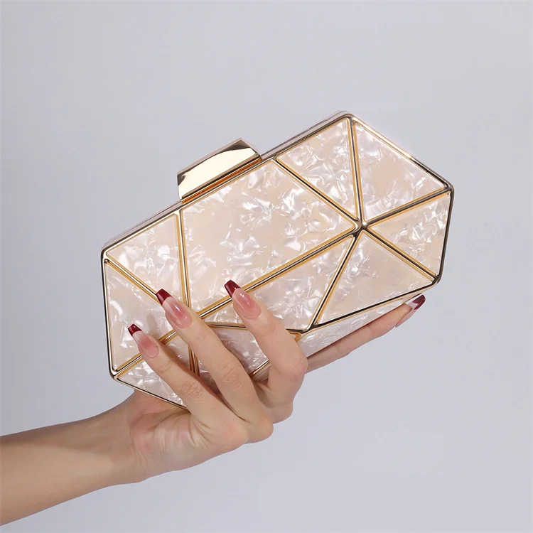 Wholesale acrylic geometric pattern evening party clutch purse women elegant handbag bags