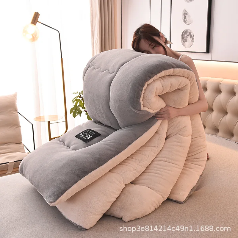 Warm Soft Hot Sale Wholesale  Flannel Fleece Winter Double Thickened Quilt Bedding Set Flannel Fleece Blanket