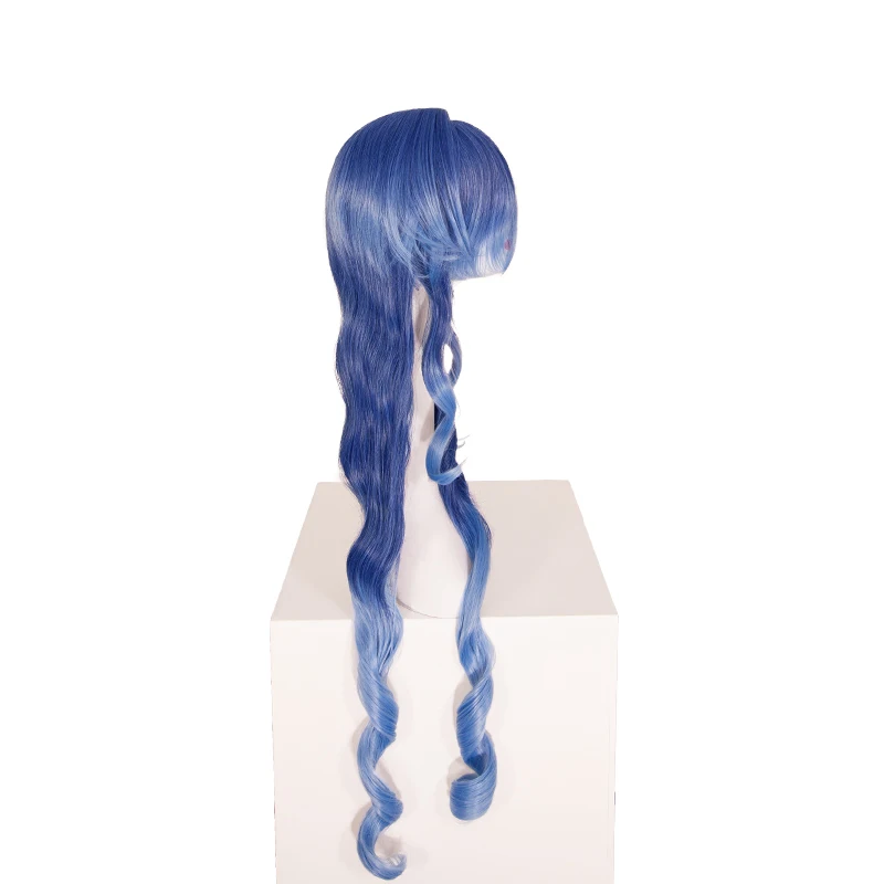 Wholesale Genshin Impact Layla Wig 100cm  Long Curly Blue Mixed Cosplay Synthetic Anime Halloween Party Heat Resistant Hair Wig