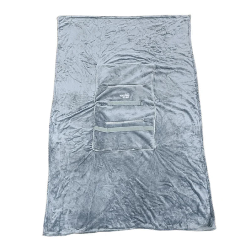 Personalized portable travel blanket 2 in 1 flannel fleece airplane throw blankets pillow case with hand luggage belt