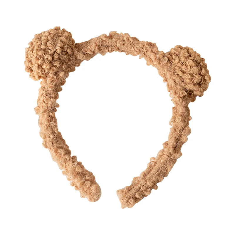 New Fashion Teddy Velvet Bear Headband Cute Plush Make Up Hair Hoop Pure Color Hair Bands for Girls