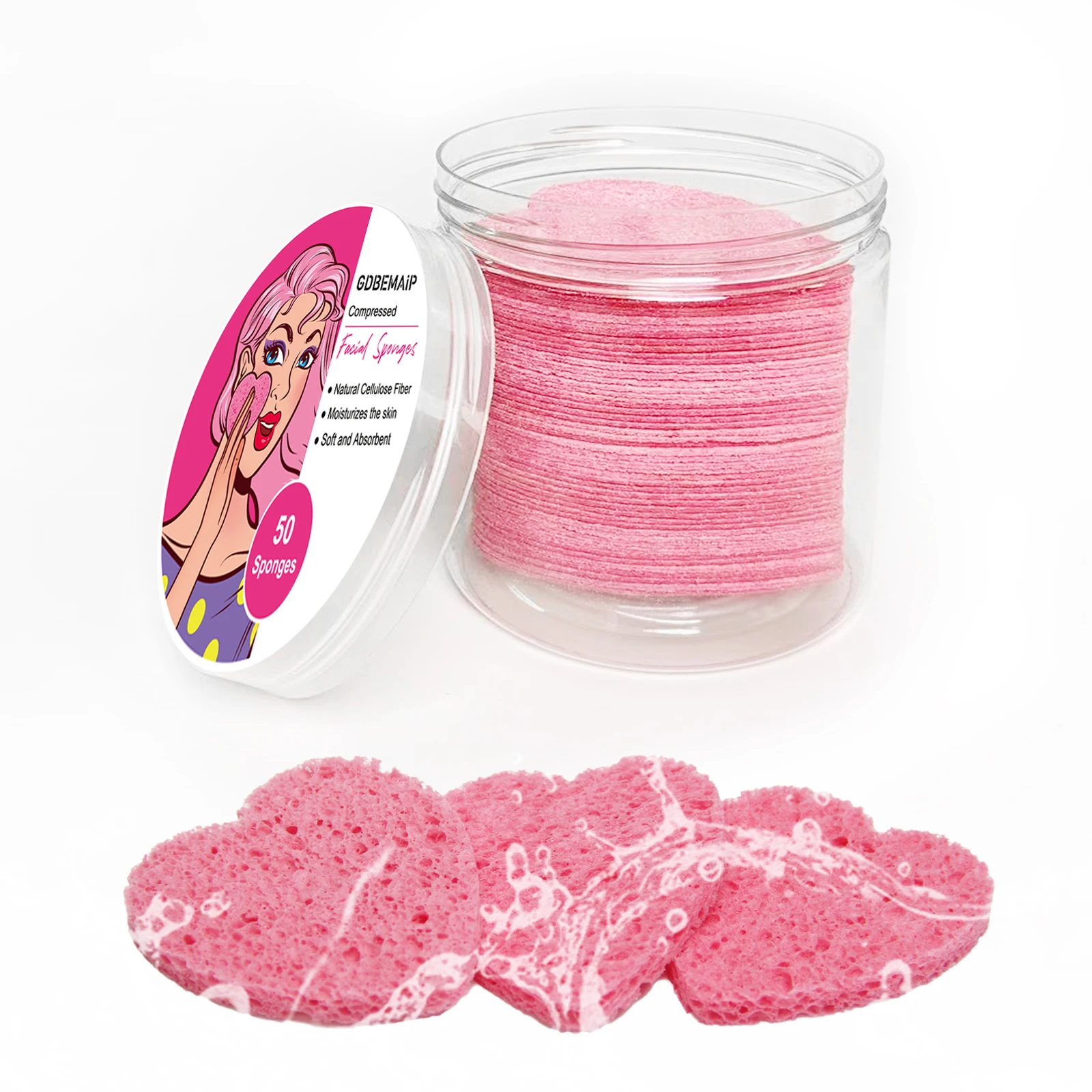 100% Natural Facial Clean Wood Pulp sponge Beauty Makeup Cosmetics Removal Sponge Heart Shaped Sponge