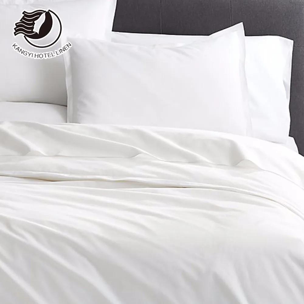 European Simple Plain Style 300TC Hotel Cotton Bed Room Bedding Linen Set For 3/4/5 Star Hotel
