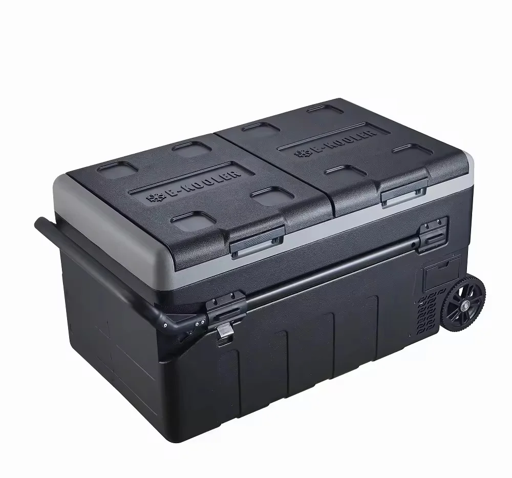 12 Volt 12v 24v 75l/95 Dual-Zone Dual-Temperature Rechargeable Charge Fridge Portable Car Refrigerator For Camping With Battery