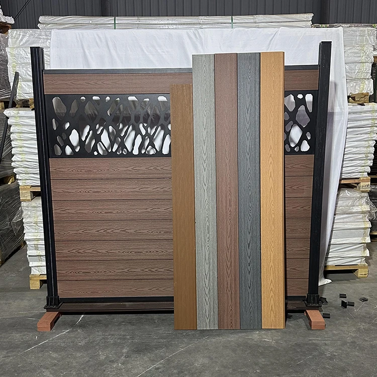 wpc fence outdoor  post wpc composite fence  garden slats set collapsible grain wood