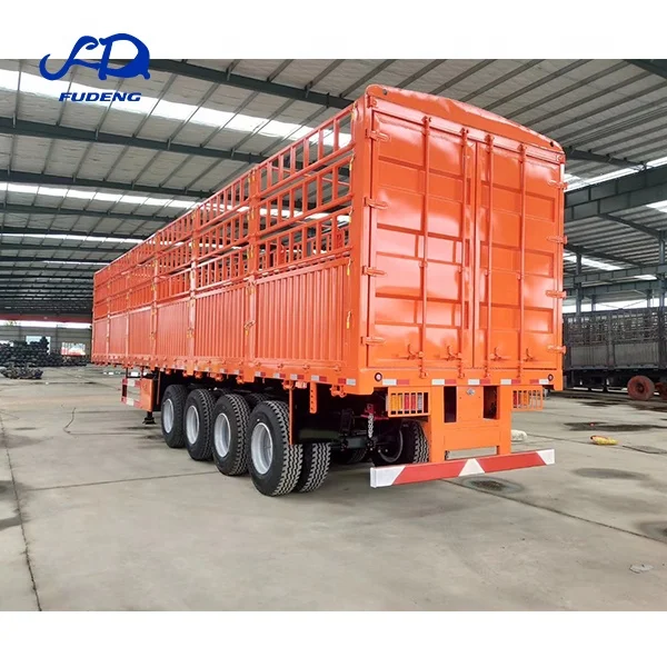 2 3 4 axles fence trailer 40ft 50 tons 60 cattle livestock cargo semi truck for