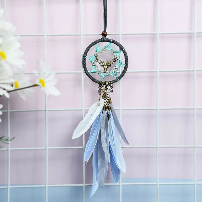 Factory Dream Catcher Car Interior Rearview Mirror Hanging Decor Feather Small Boho Car Charms Pendant Accessories Blessing