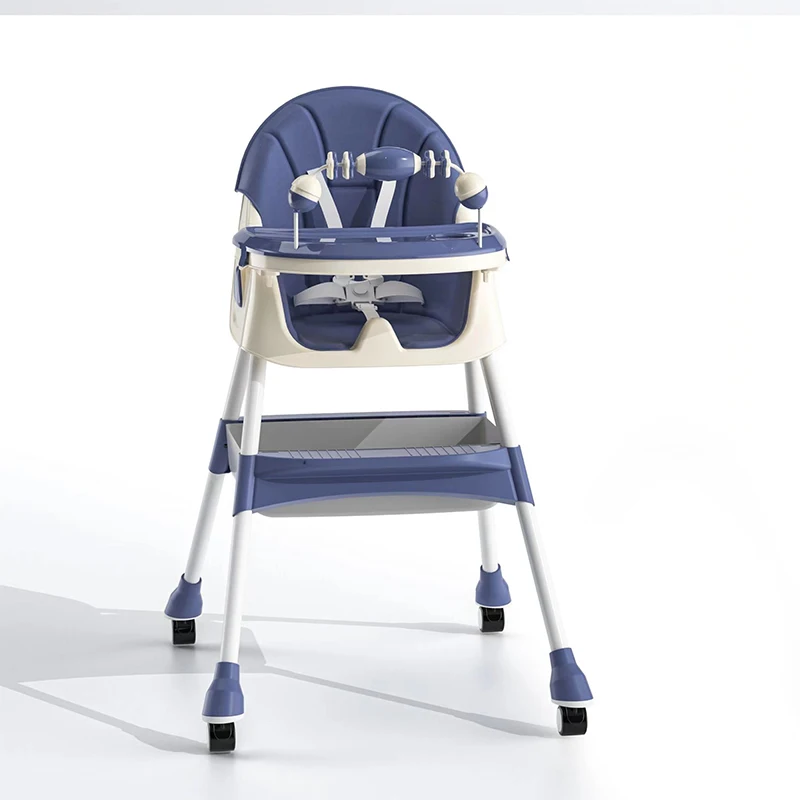 Easy Folding Adjustable High Chair for Baby Feeding/Unique Portable Plastic Kids Eating Dining Chair With Wheels