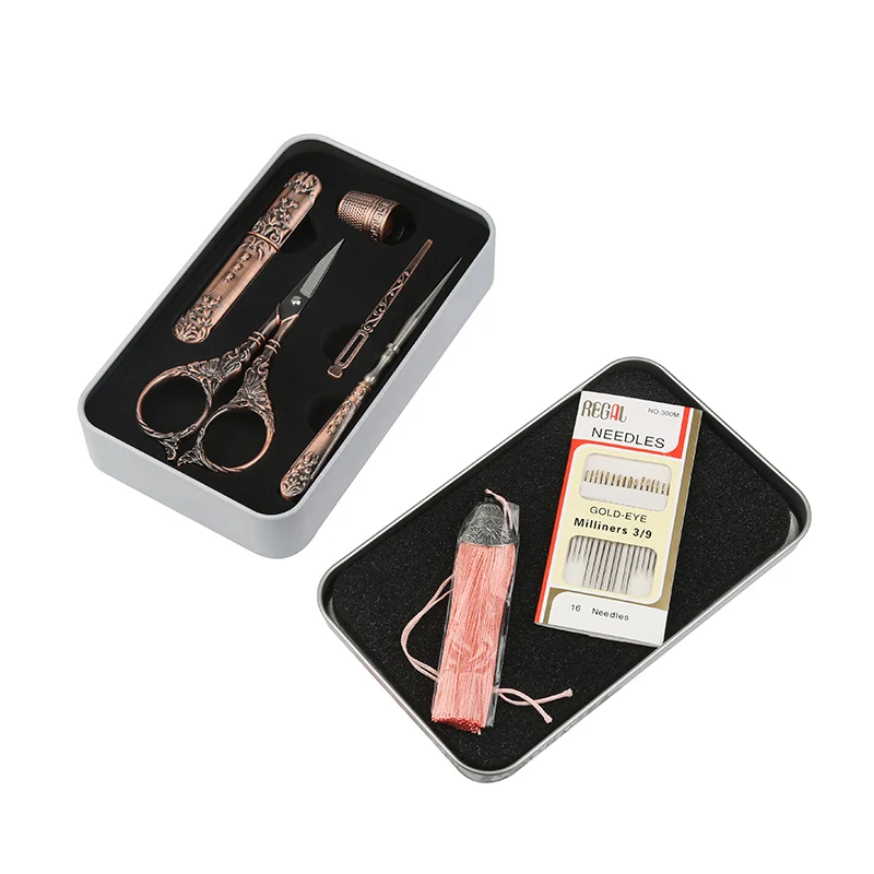 Hot sale retro embroidery cut tea ceremony tea bag scissors cross stitch scissors set
