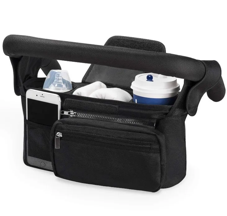 
Wholesale Universal Baby Stroller Organizer Storage Bag With Insulated Cup Holders Detachable Phone Bag 