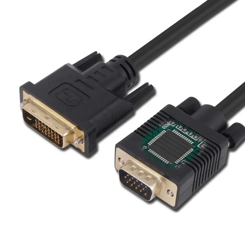 DVI D to VGA Cable DVI-I Dual Link 24+1 Male to VGA Male Adapter Video Cord 1080P Full HD