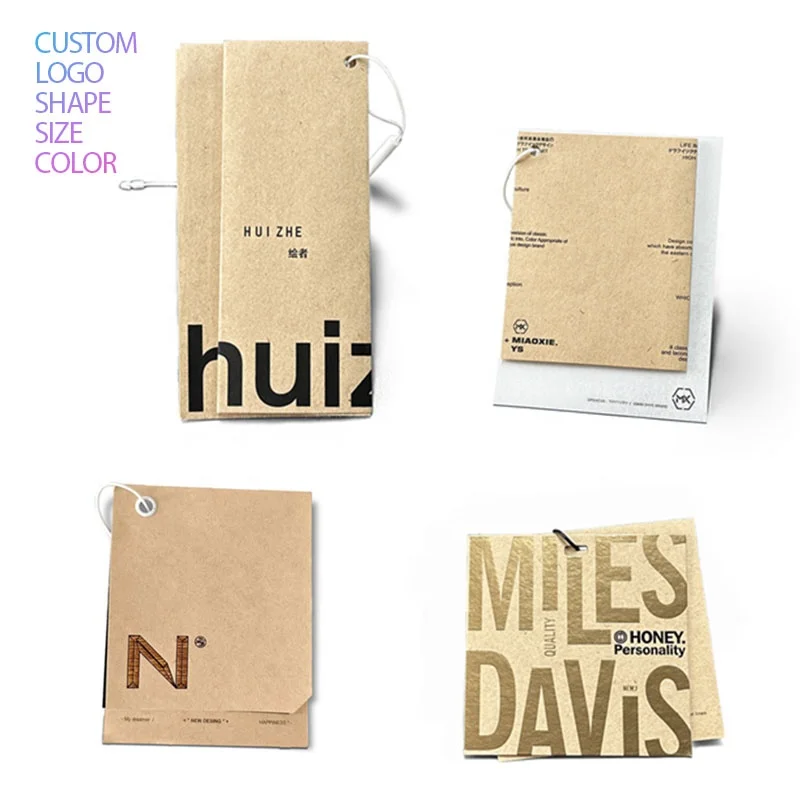 Embossed Etiketter Etiquetas Branded Swing Paper Hang Logo Clothing Tags Custom Tag Hangtag