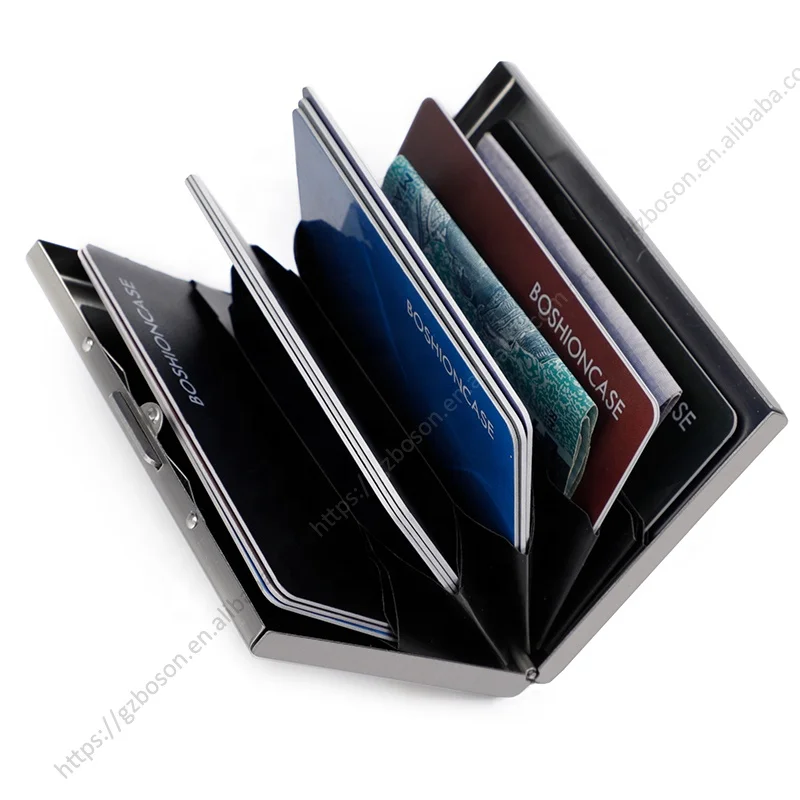 Fashion custom stainless steel card holder box id card holder credit card holder wallet
