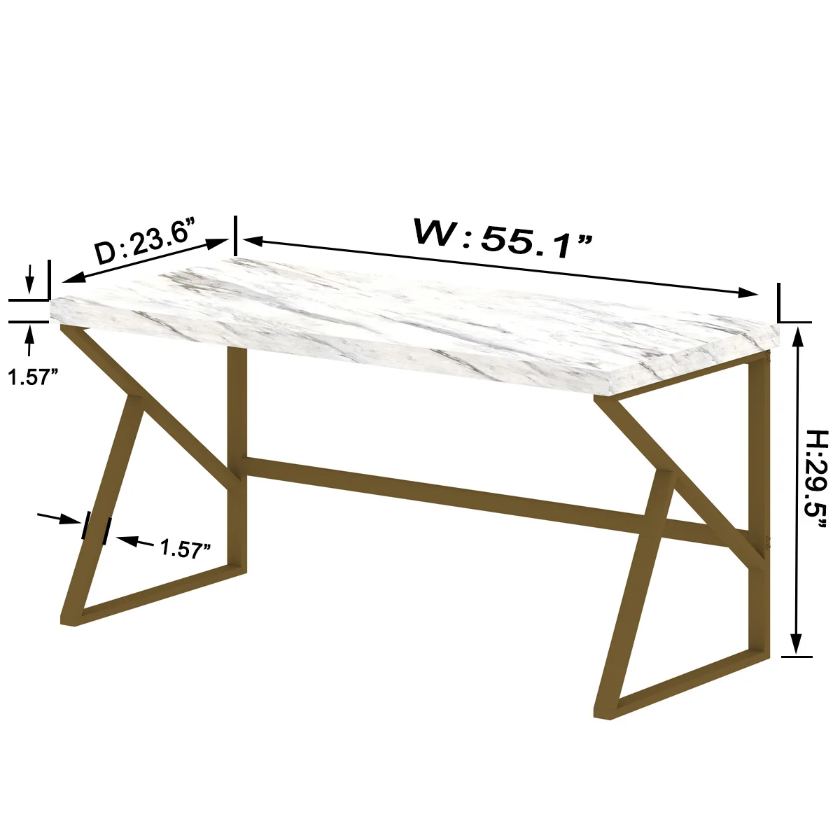 New 1.4-Meter-Long White and Gold Computer Desk Luxury Computer Desk Computer Table Desk for Family Bedrooms and Living Rooms