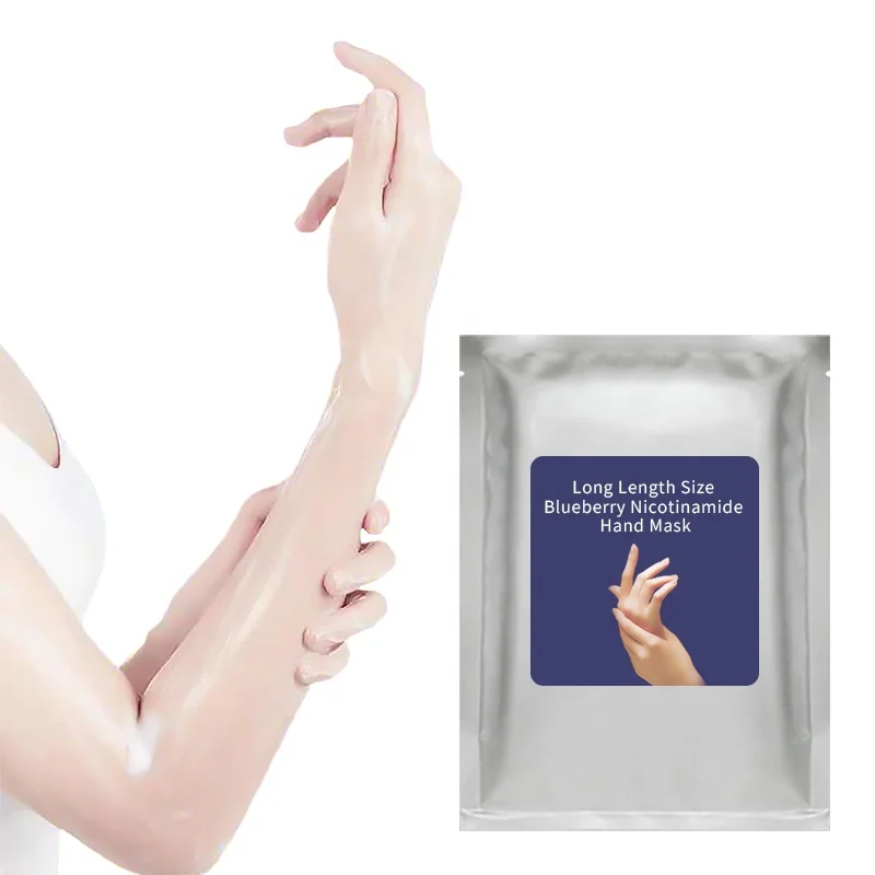 Wholesale Long arm Blueberry Nicotinamide Remove Dead Skin Moisturing Hydrating Smoothing Female Hand Mask