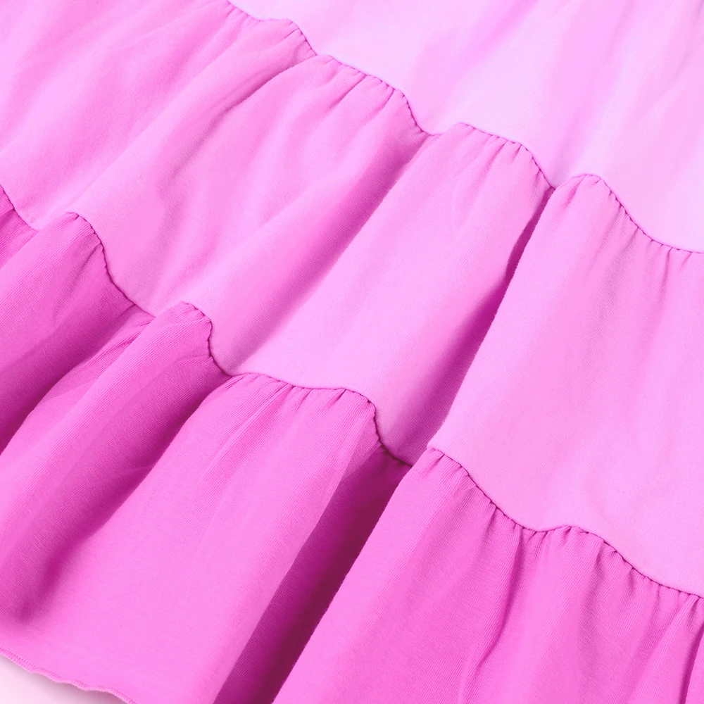Toddler Girls Spaghetti Strap Midi Dress Flutter Sleeve Knit 95% Cotton and 5% Spandex 100% Cotton Tiered Dresses