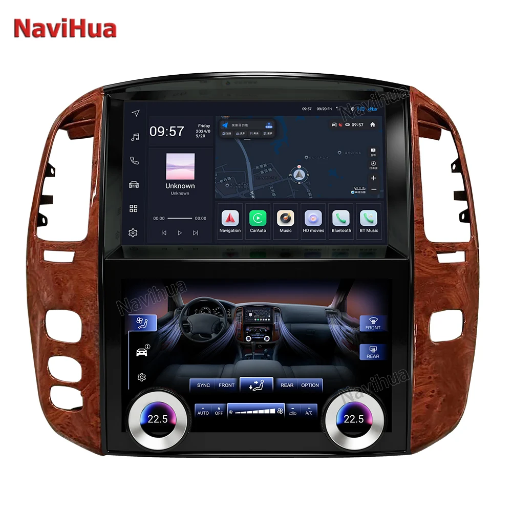 Navihua Android Carplay Screen Wirh Air Conditioner Control For Toyota Land Cruiser LC100 2003-2007 For Lexus LX470 2004-2006