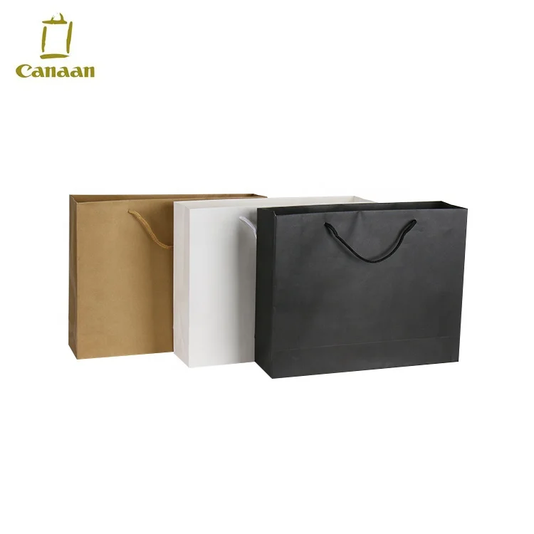 Recycled  Clothing Packaging Paper Bag Brown Black White Kraft Gift Paper Bags With Your Own Logo