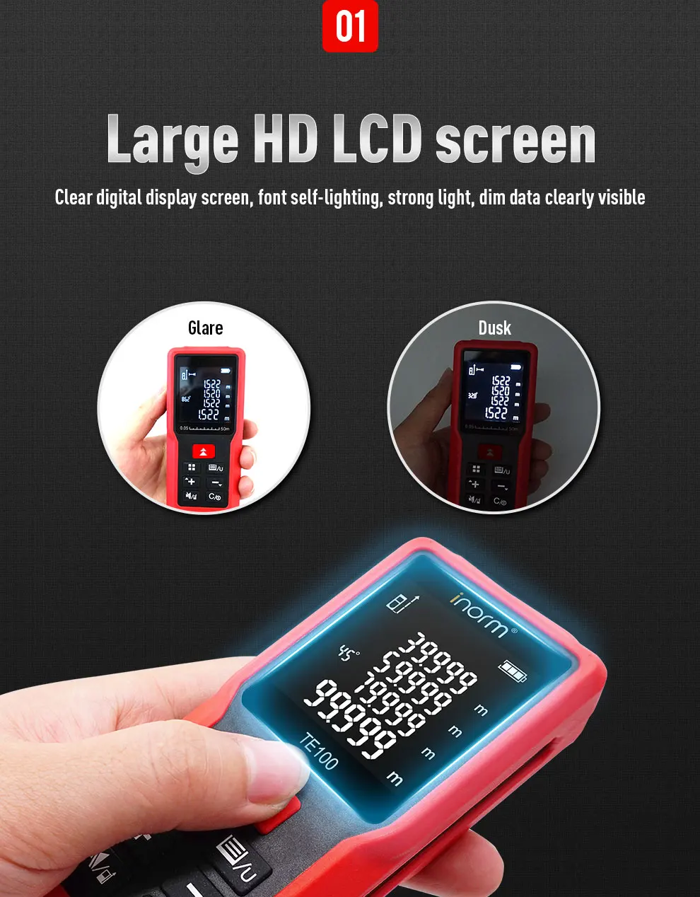 60m Laser Rangefinder Laser Distance Meter Laser Range Finder High Precision Measurement Portable Handheld Range Finder