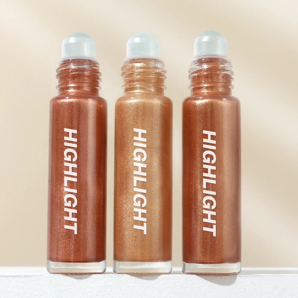 Roller Bottle Luxury Face Body Shimmery Glow Highlighter Liquid Wholesale Best Vegan Mini Dewy Private Label Highlighter Makeup