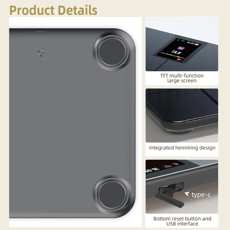 large TFT colorful screen ITO  human personal scale bluetooth bathroom body fat scales digit bodi weight TFT color screen scale