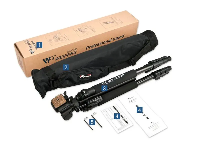 Weifeng 6663A Professional Flexible Portable Camera Tripod with Tripod Head for DSLR Camera Camcorder Video Camera Stand