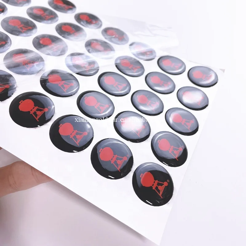 High quality dome stickers epoxy resin machine 3d clear brushed silver epoxy resin sticker