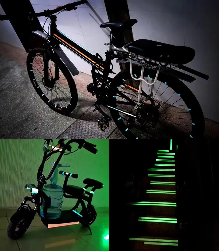 factory price colorful self adhesive high bright photoluminescent shine emergency safety traffic sign glow in the dark tape roll