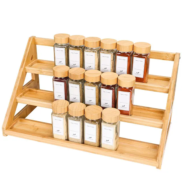 customized wooden spice rack organizer nature wooden spice rack organizer kitchen Storage wooden seasoning rack