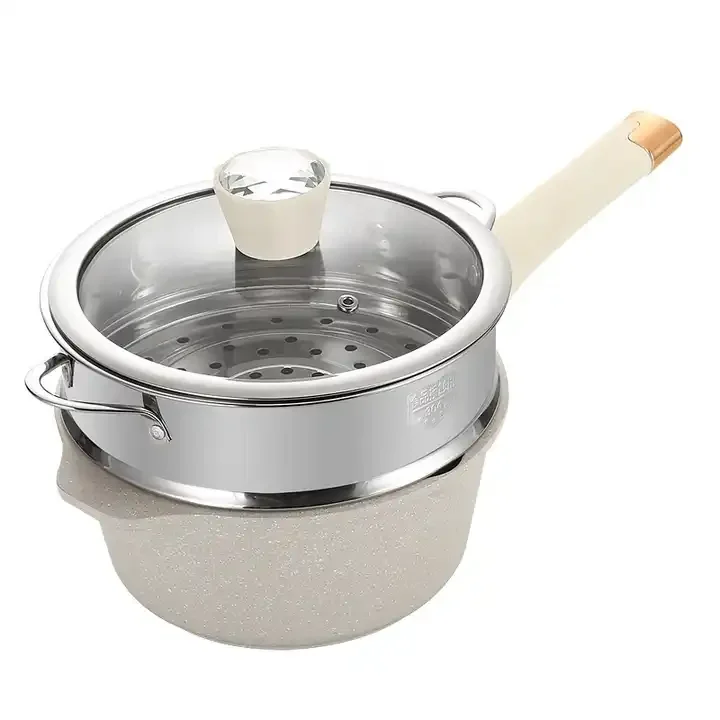wholesale medical stone non-stick Milk Pan with Pot Cover Small Soup and Complementary Food Instant Noodle Pot