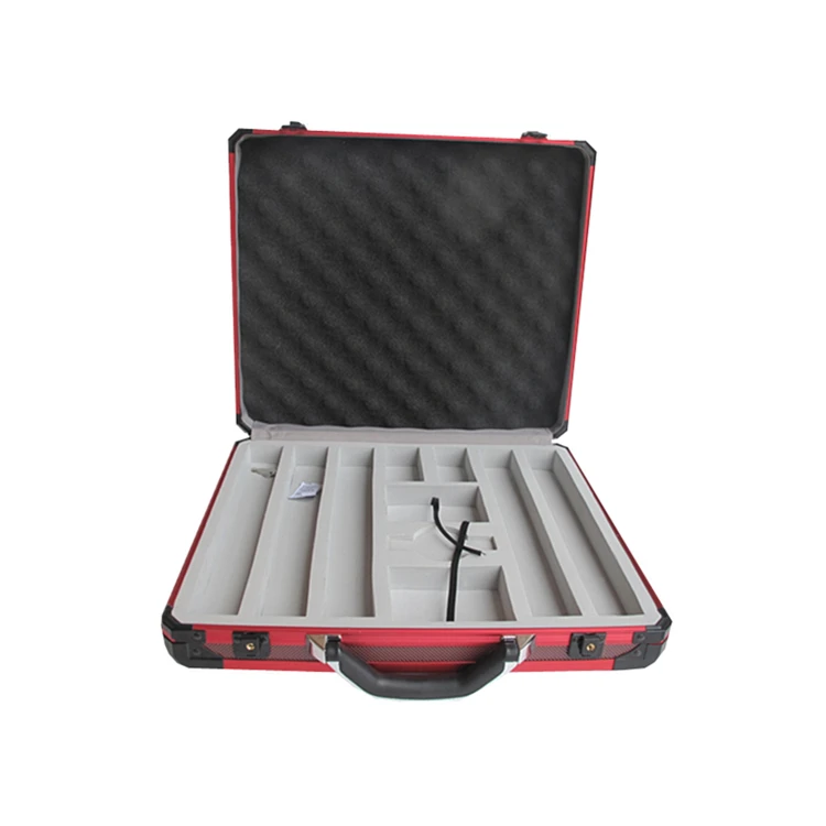 Custom red new pattern leather poker aluminum chip case
