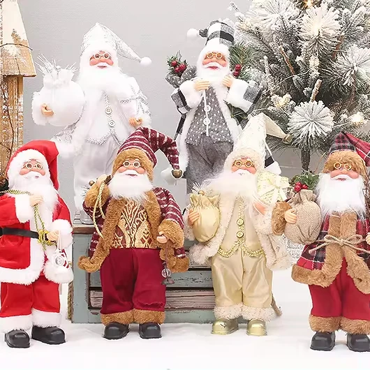 New 30 cm standing white bearded Santa Claus doll dwarf Santa Claus decorative ornaments (Factory direct sales)