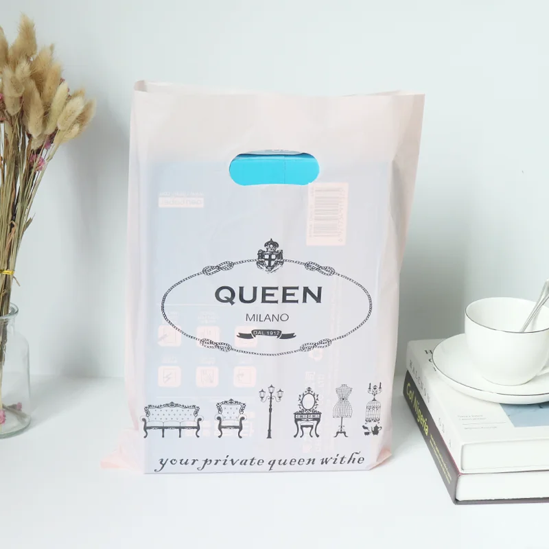 Hot Sale PE die cut bag with different size and different color for without loop handle