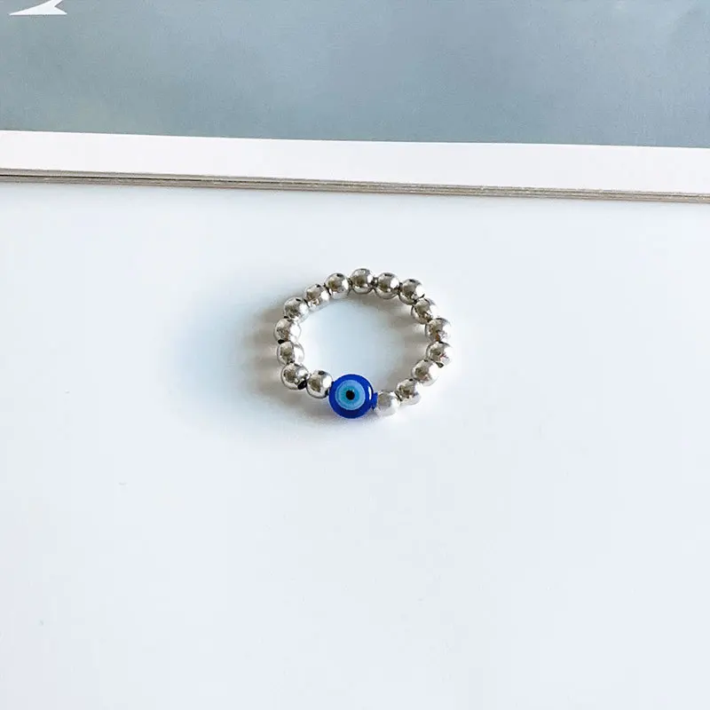 Classic Vintage Beaded Ring Elastic Glass Coloured Metal Rice Beads Stainless Steel Fashion Jewelry Toe Ring