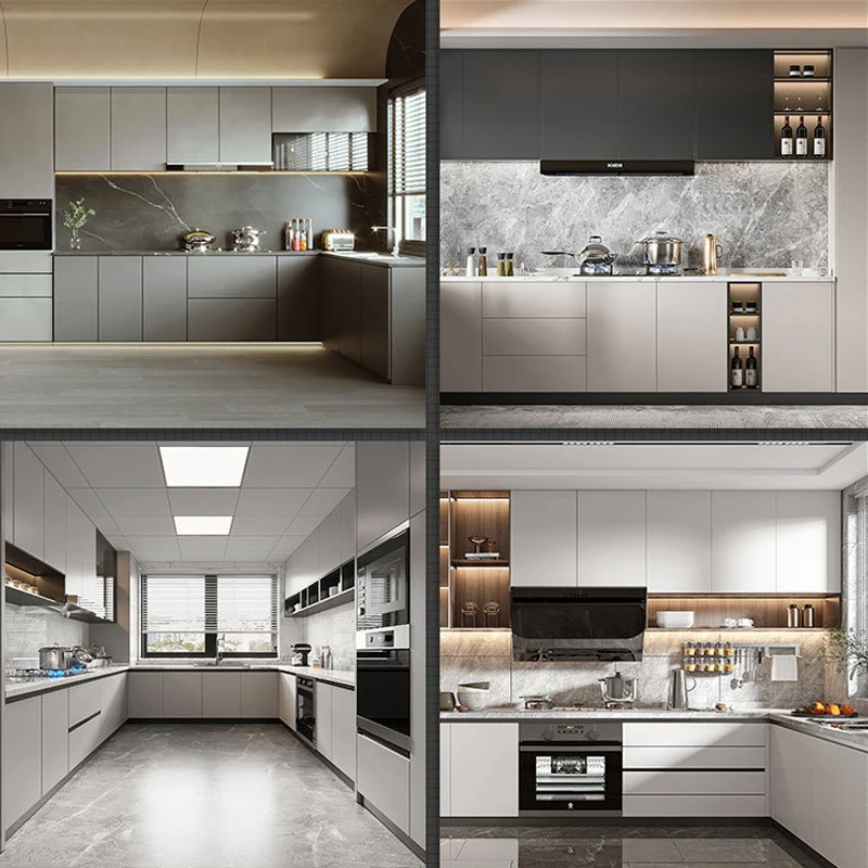 Modern Design Artificial Stone Countertop Granite Plywood Marble Sintered Stone Quartz kitchen counter top With Cabinets