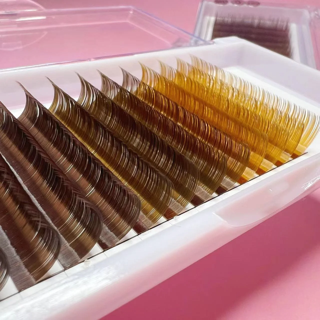 Chocolate Brown Colored Classic Eyelashes Extensions Dark Color Volume Lashes Fluffy Trays Supplies