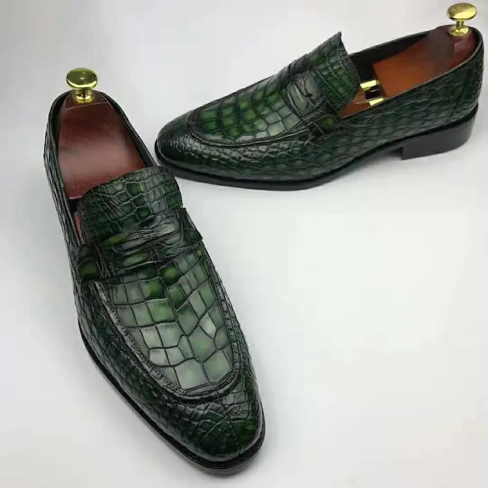 Custom Design Alligator skin Loafer Shoes Men Goodyear welt Crocodile Leather Formal Men Shoes Luxury Wedding Shoes for Men