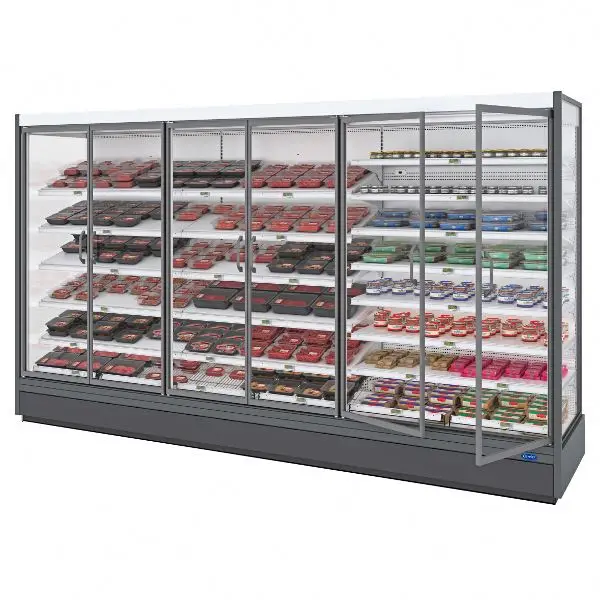 
 Гибкий стеллаж для супермаркета, вертикальный охладитель, многоуровневый дисплей, Холодильный шкаф  