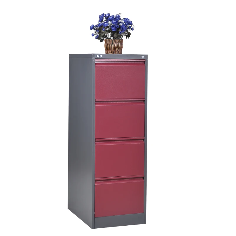 Vertical 4 layer lockable metal drawer cabinet / 4 drawer vertical filling cabinets/steel filing cabinet