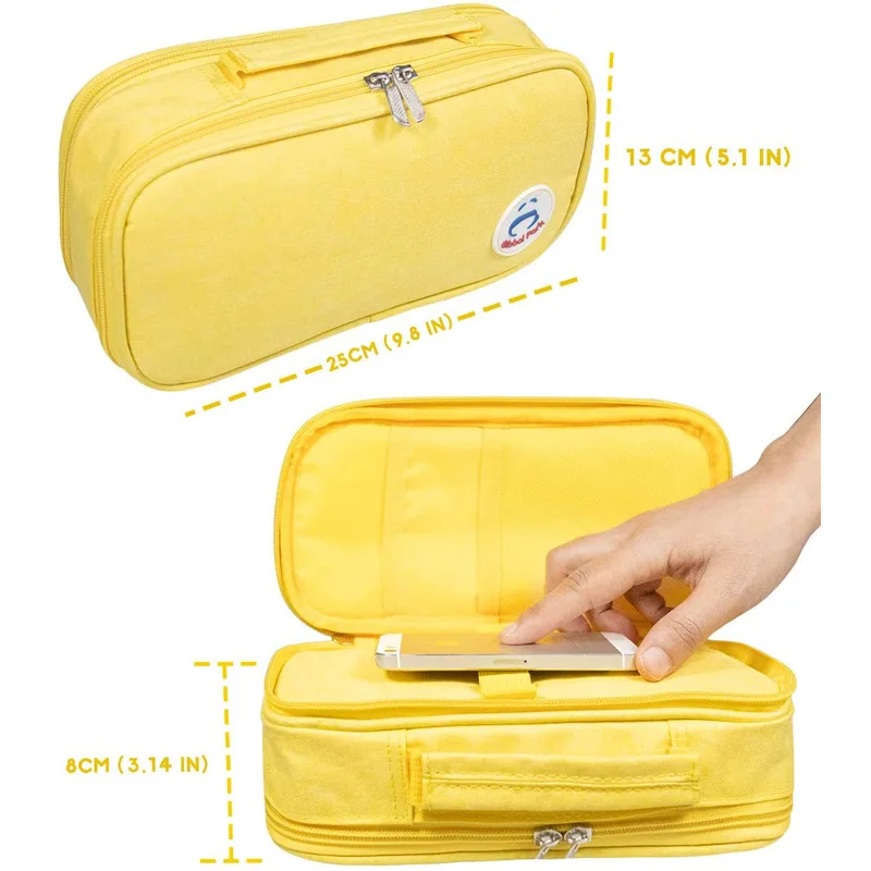 customizable Large Capacity Pencil Case 3 Compartment Pouch Pen Bag for School Teen Girl Boy Men Women