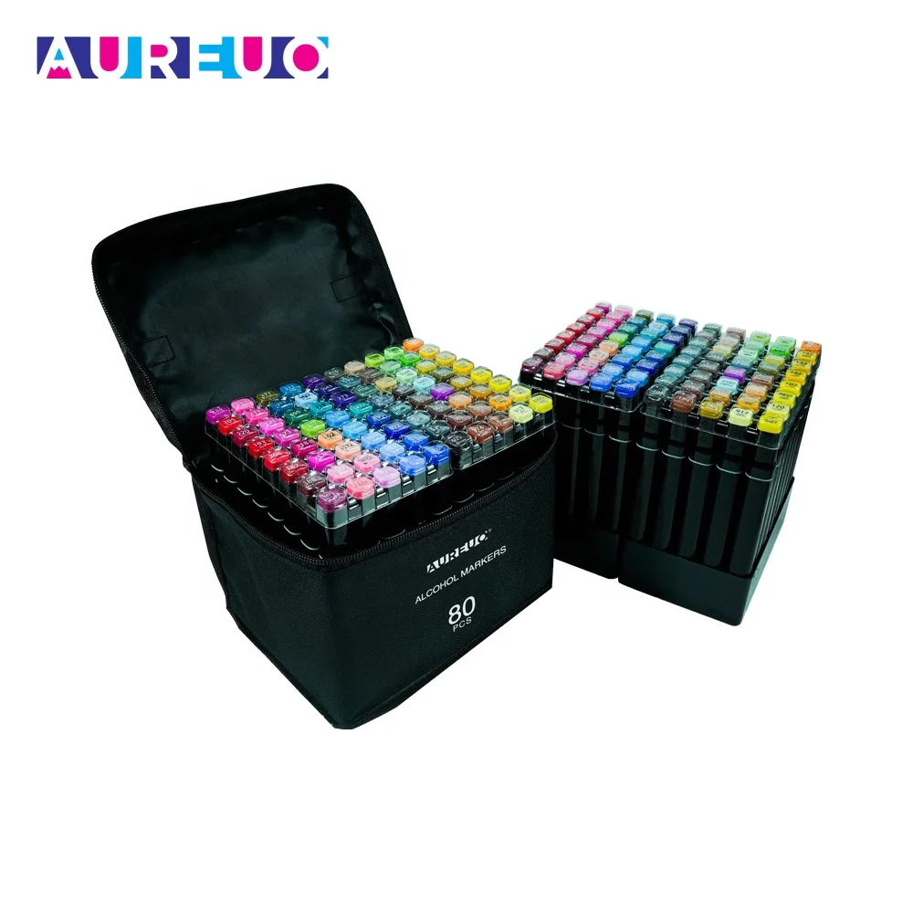 Phoenix 80 Colors 2mm 6mm Fine and Chisel Double Tips Permanent Alcohol Based Alcohol Marker Pens