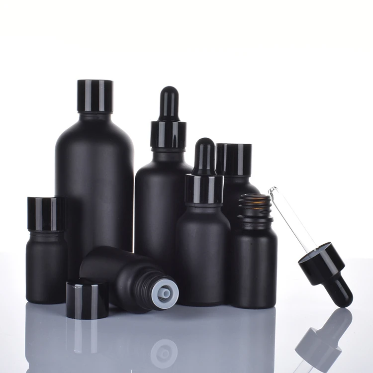 5ml 10ml 15ml 20ml 30ml 50ml 100l matte dark black oil glass dropper