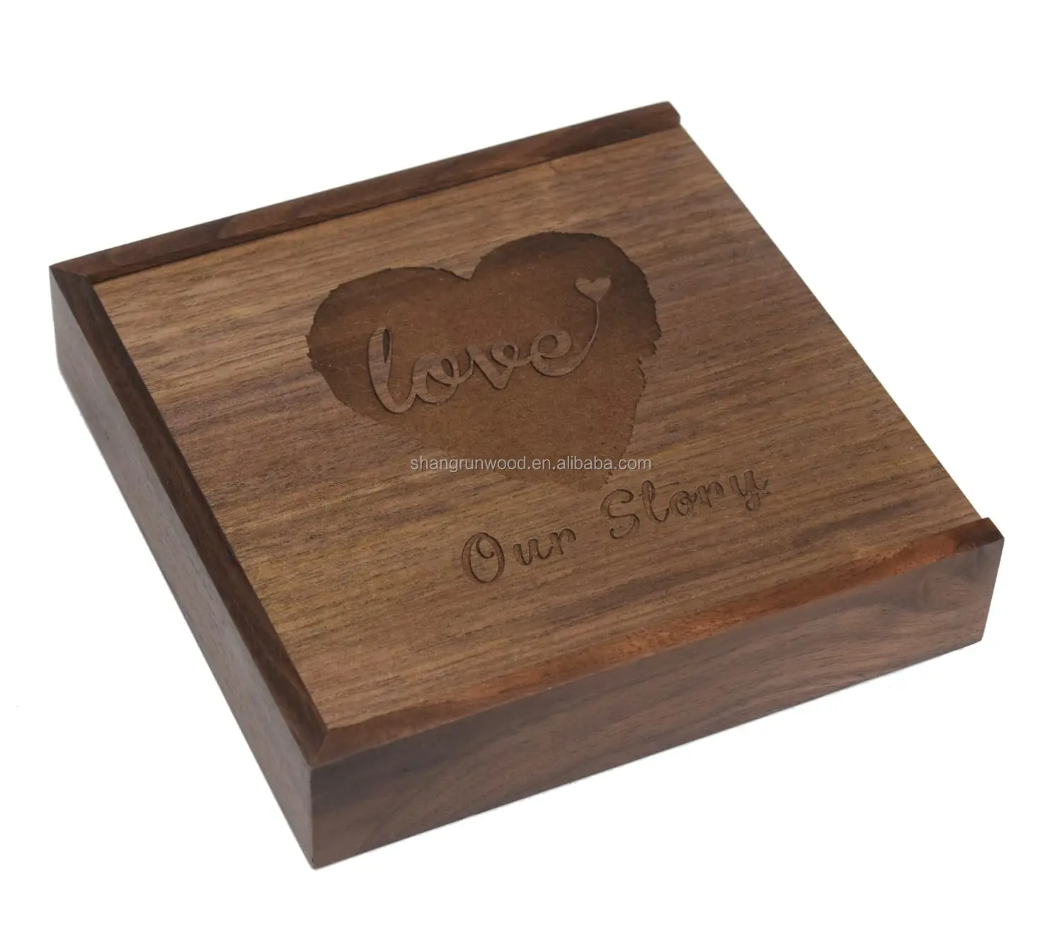 Laser Engraved Wooden Keepsake Card Box Sublimation Photoalbum Wooden Photo Box With Usb For Wedding