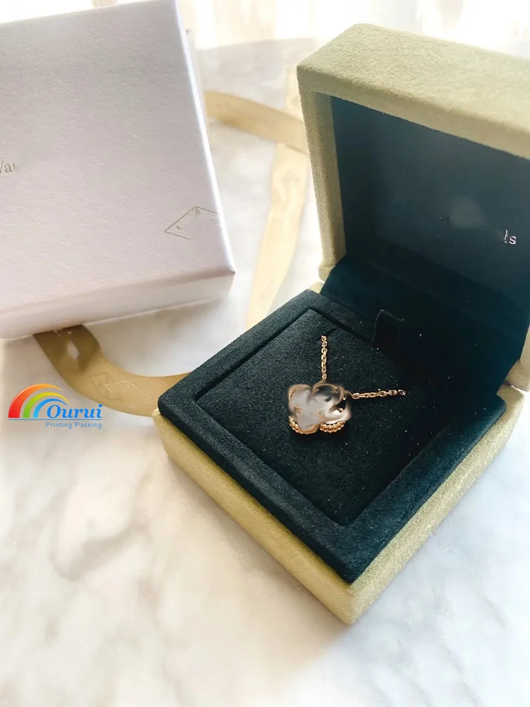 Luxury Custom VC Jewelry Packaging Square jewelry complete set with accessories  in Various Materials PU Leather PC Wood Paper