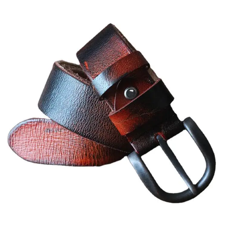 Fashion Designer Genuine Real Leather Black Men Belt with Solid Brass Buckle China Manufacturer Wholesale Custom belt for Men