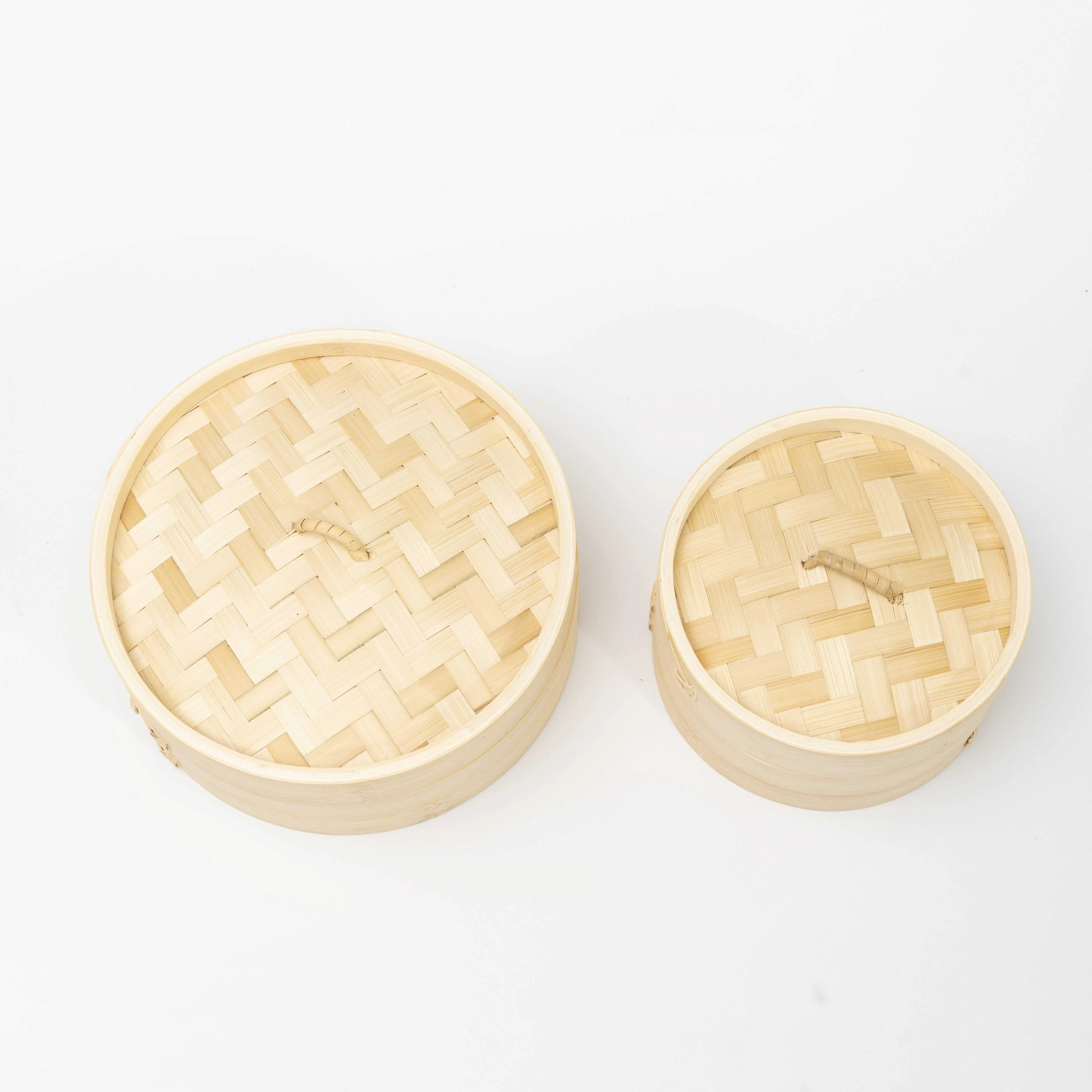 Eco-Friendly 7-inch Bamboo 2-Tier Steamer - Perfect for Cooking Dumplings, Rice, & More