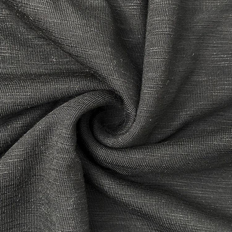 Harvest knit slub style cotton fabric 47% cotton 47% modal 6% spandex fabric jersey natural fiber modal fabric for adult clothes