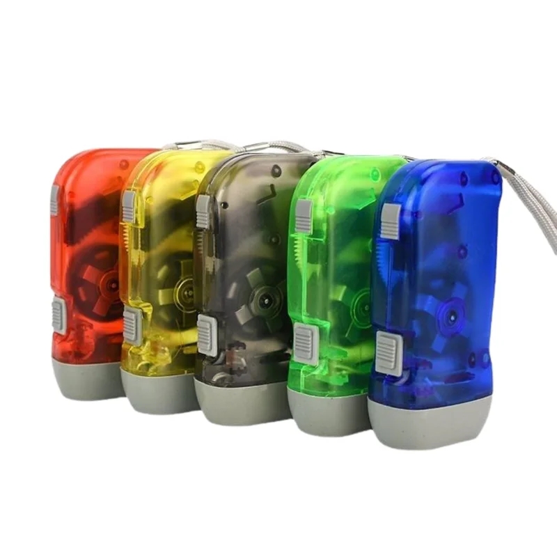 Custom Logo Hand Crank Generator 3 LED Dynamo Flashlight